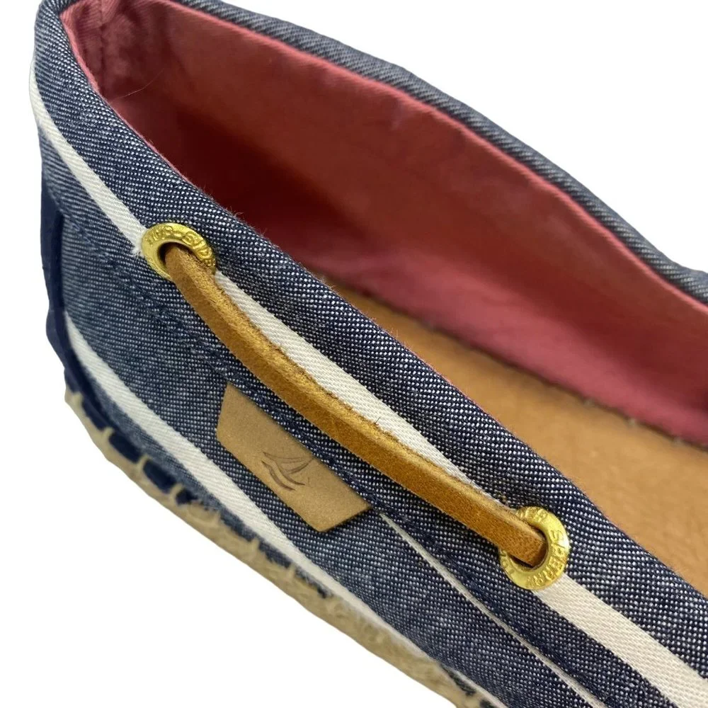 Sperry Top-Sider Blue & White Striped Espadrille Moccasins 11M - Picture 9 of 12